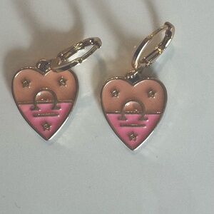 Horseshoe Heart-Shaped Pink and Gold Earrings